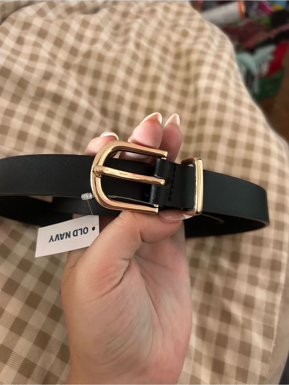 Old Navy Black Belt with Gold Buckle Accent